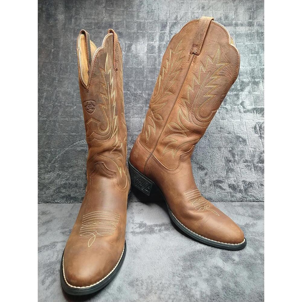 Ariat Women's 9B Heritage Western R Toe Distressed Brown Leather Boots